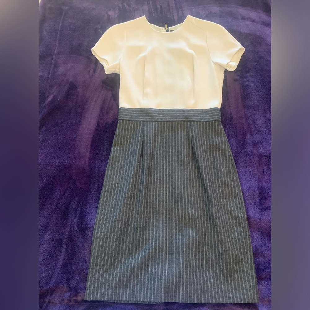 Jcrew white and grey stripe pencil dress (size 0)